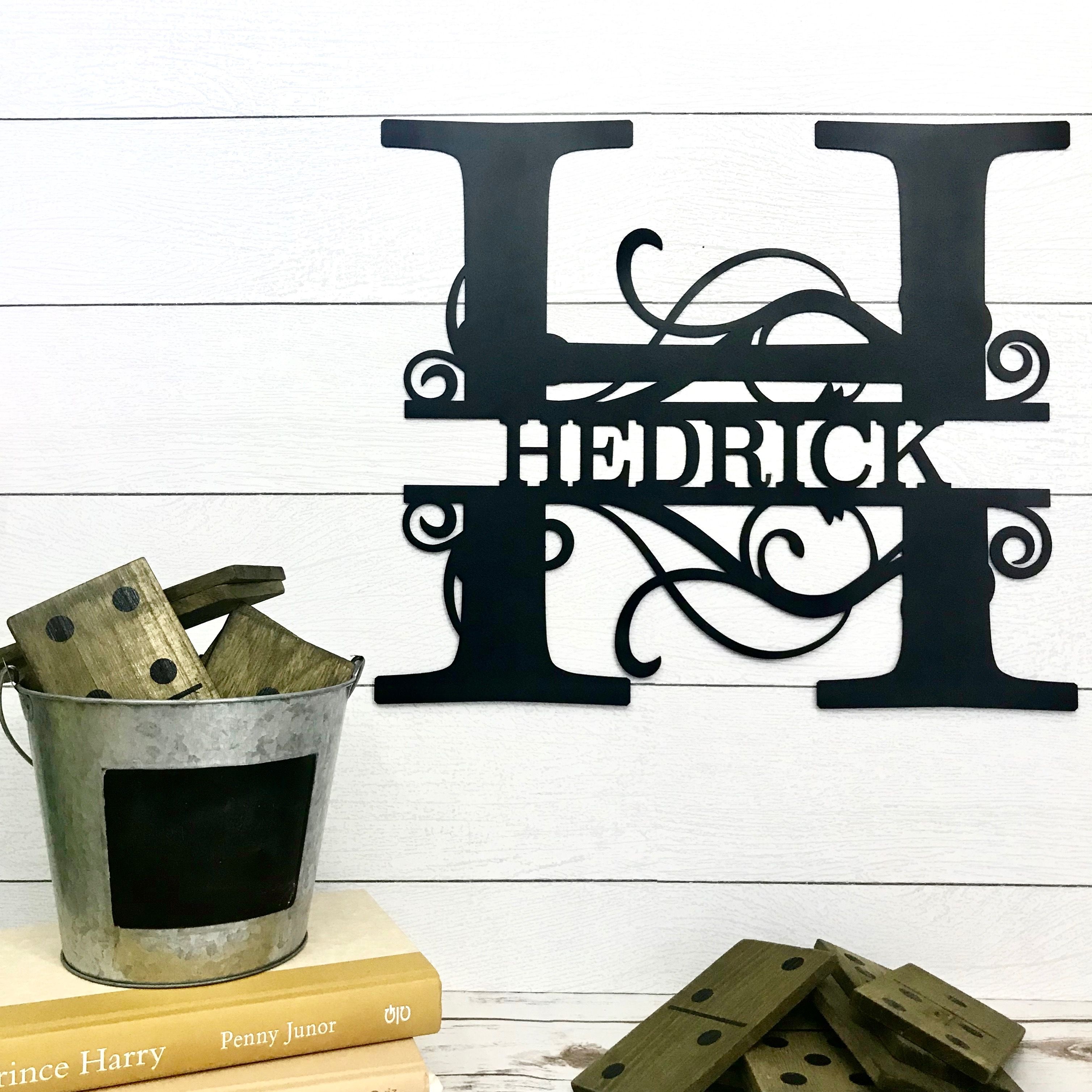 Buy a Custom Made Split Monogram Metal Sign, made to order from Metal Unlimited | 0