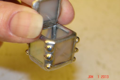 Custom Made Micro Mini Stained Glass Hindged Box In Irridescent White 1/2 X 1/2 Glass Squares