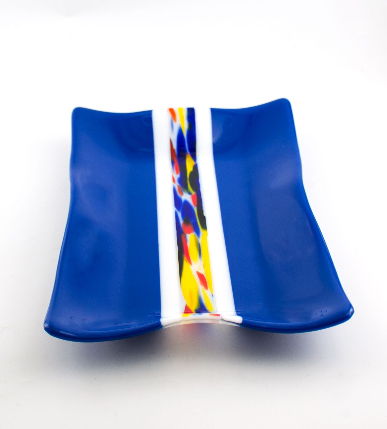 Buy Hand Made Cobalt Blue Fused Glass Serving Tray, Rectangular Platter