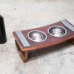 Wine Barrel Elevated Dog Food and Water Bowl Stand - Guigna - Made fro –  winecountrycraftsman