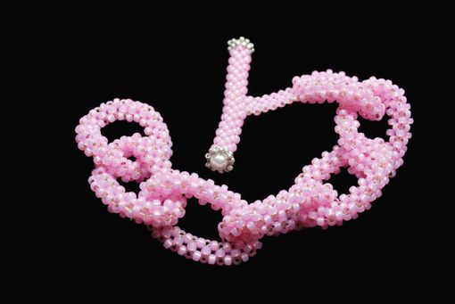 Custom Made Baby Pink Beaded Chain Link Bracelet