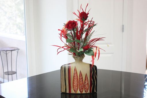 Custom Made Silk Flower Arrangement, Unique Home Decor, Table Centerpieces, Feathered Roses