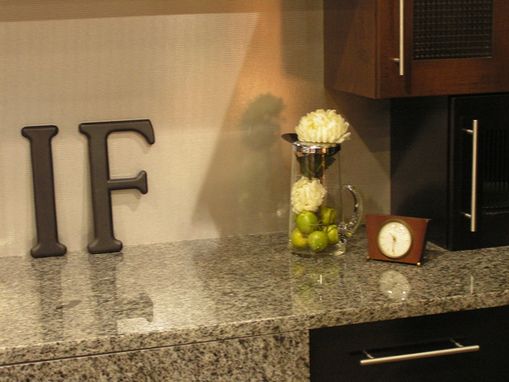 Custom Made Cubist Cabinets Kitchen Modern Clean In Tiger Maple & Glass - Expresso & Coffee Stains