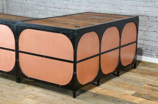 Custom Made Modern Industrial L-Shaped Desk With Copper. Executive Desk With Copper.