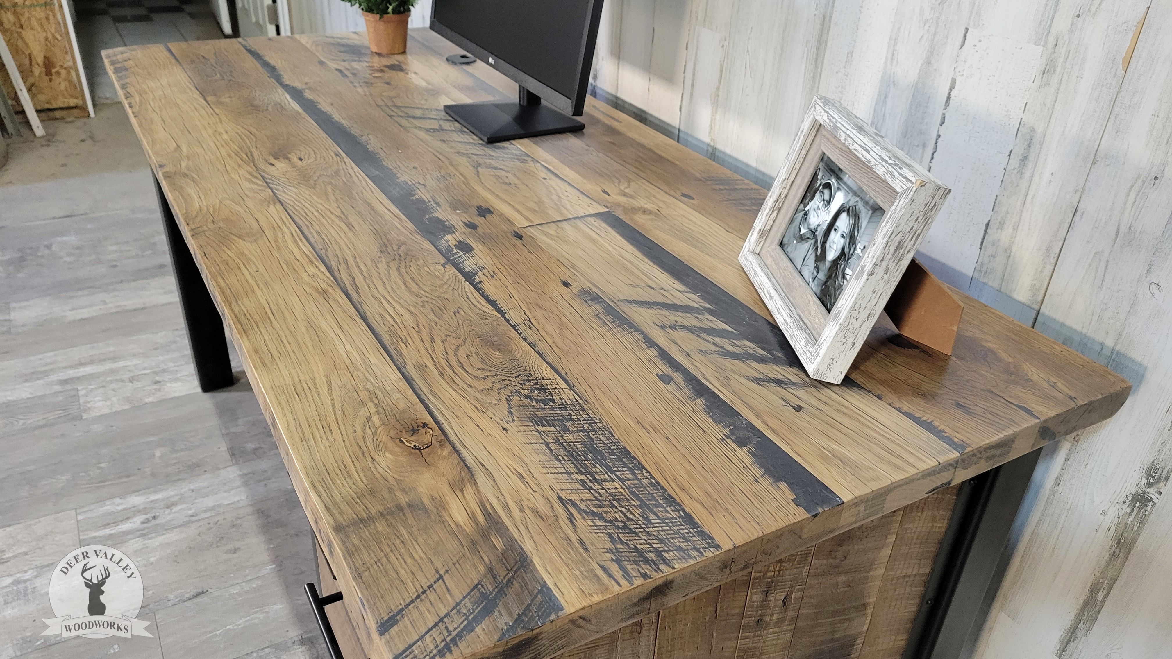 Buy Hand Made Reclaimed Barnwood Desk, Reclaimed Wood Executive Desk