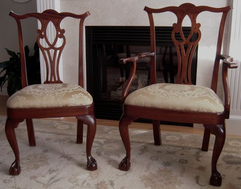 Custom Made Side And Arm Chair, Chippendale, Townsend Style, Mahogany