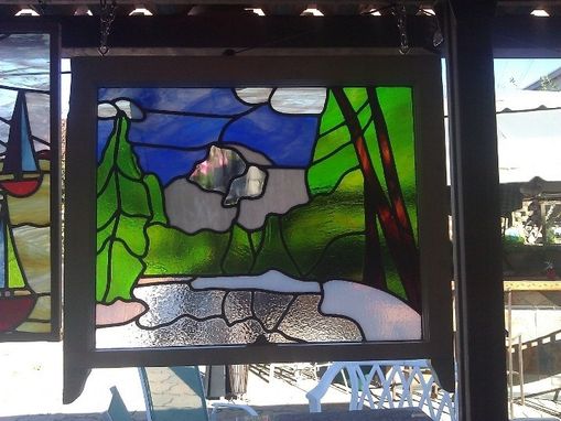Custom Made Stained Glass Window Of Half Dome In Yosemite