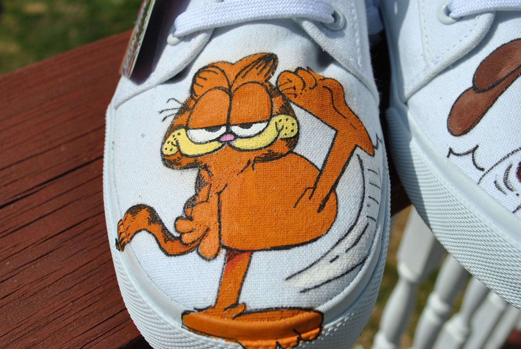 Custom Made Funny Hand Painted Sneakers With Garfield And Odie Size 9 ...