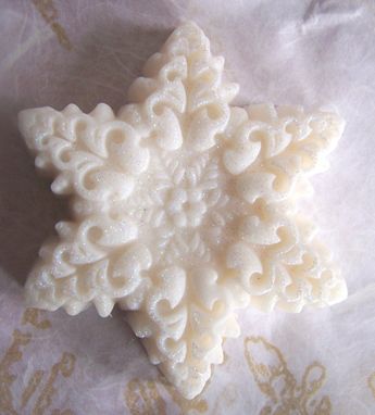 Custom Made Snowflake Soap - Peppermint Vanilla Scent - Detailed Elaborate Soap