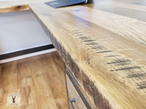 Custom Made Reclaimed Wood Office Desk, Barnwood Computer Desk, Rustic Corner Desk