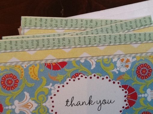 Custom Made Blue And Green Collage Thank You Notecard Set