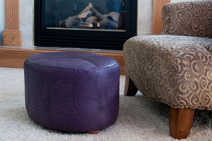 Custom Made Ostrich Skin Ottoman by Stonehouse WoodWorking