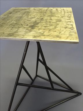 Custom Made Abstract Metal End Table W/ Blackened Steel