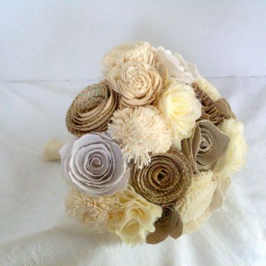 Custom Made Rustic Shabby Chic Paper Flower Bouquet