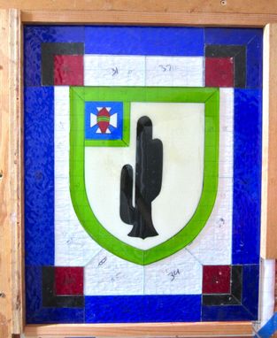 Custom Made Fused Glass And Stained Glass Panel - Army Change Of Command