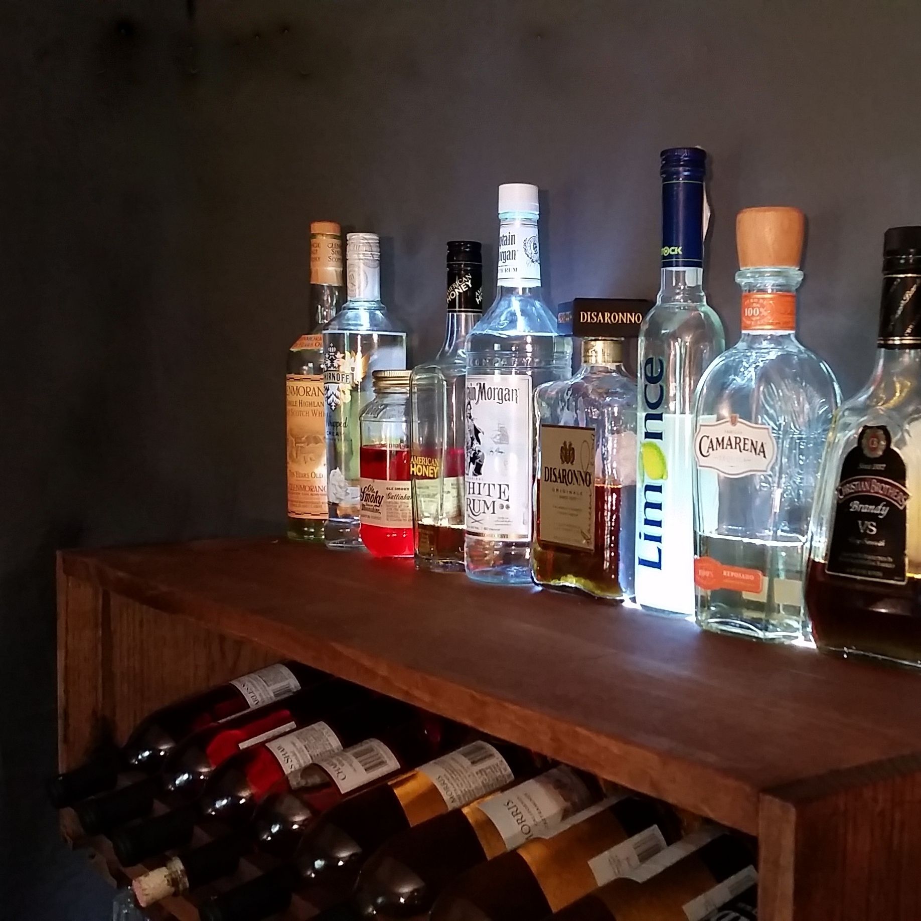 Buy Hand Crafted Lighted Wine Bottle And Glass Rack Alcohol Display