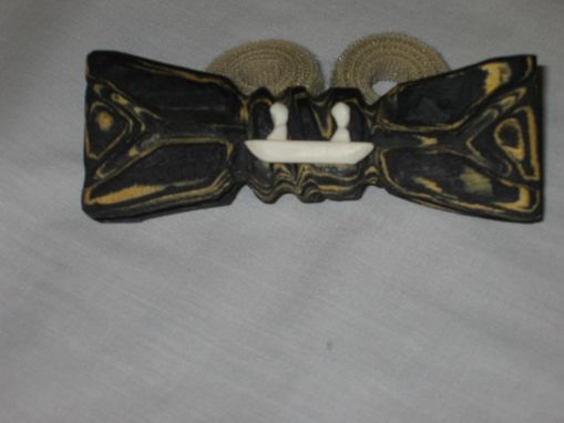 Custom Made Bow Tie - Canoers In Wood & Ivory