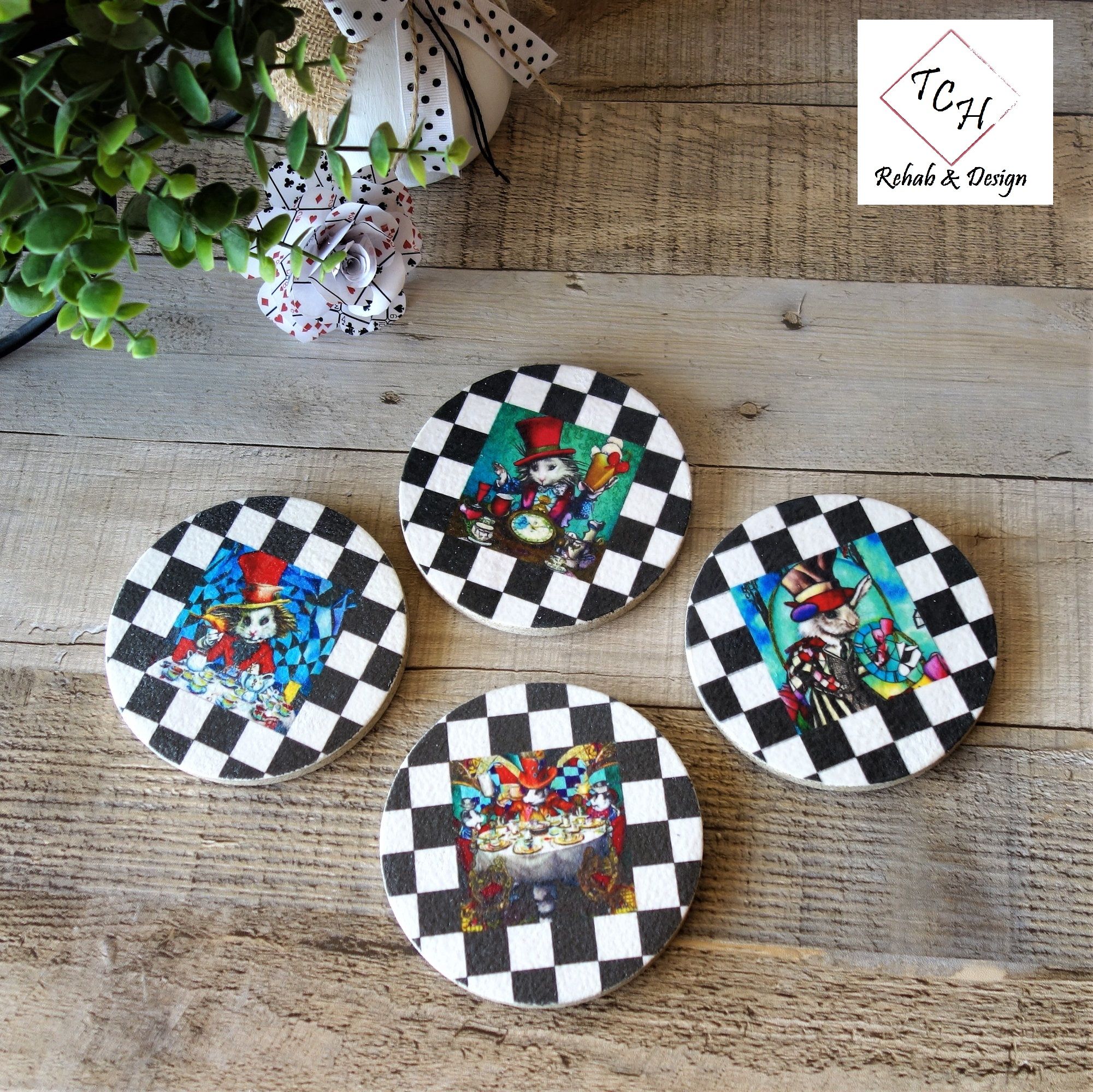 Buy Hand Made Alice In Wonderland Decor Coaster Set White Rabbit