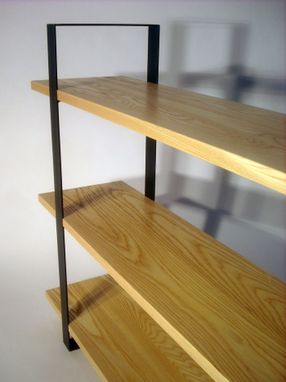 Custom Made Flat Bar Bookcase - Ash & Steel