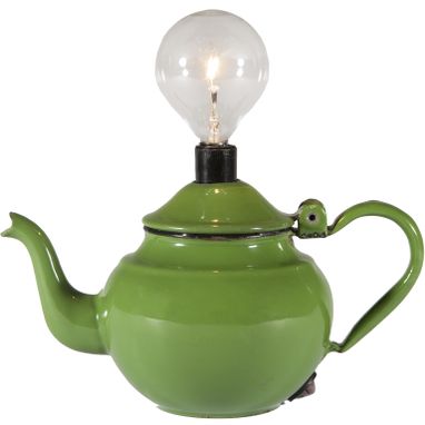 Custom Made Vintage Green Teapot Kitchen Mini Lamp