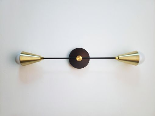 Custom Made Modern Wall Sconce - Mid Century Wall Light - Gold And Matte Black Loft Sconce