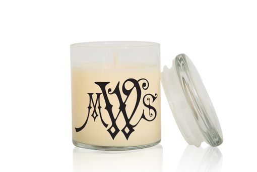 Custom Made Monogram Candle | Font: Carmencita | Large Creme Brulee/Vanilla Scented Candle