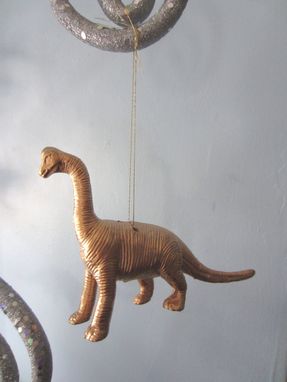 Custom Made Pair Of Upcycled Dinosaur Toy Ornaments