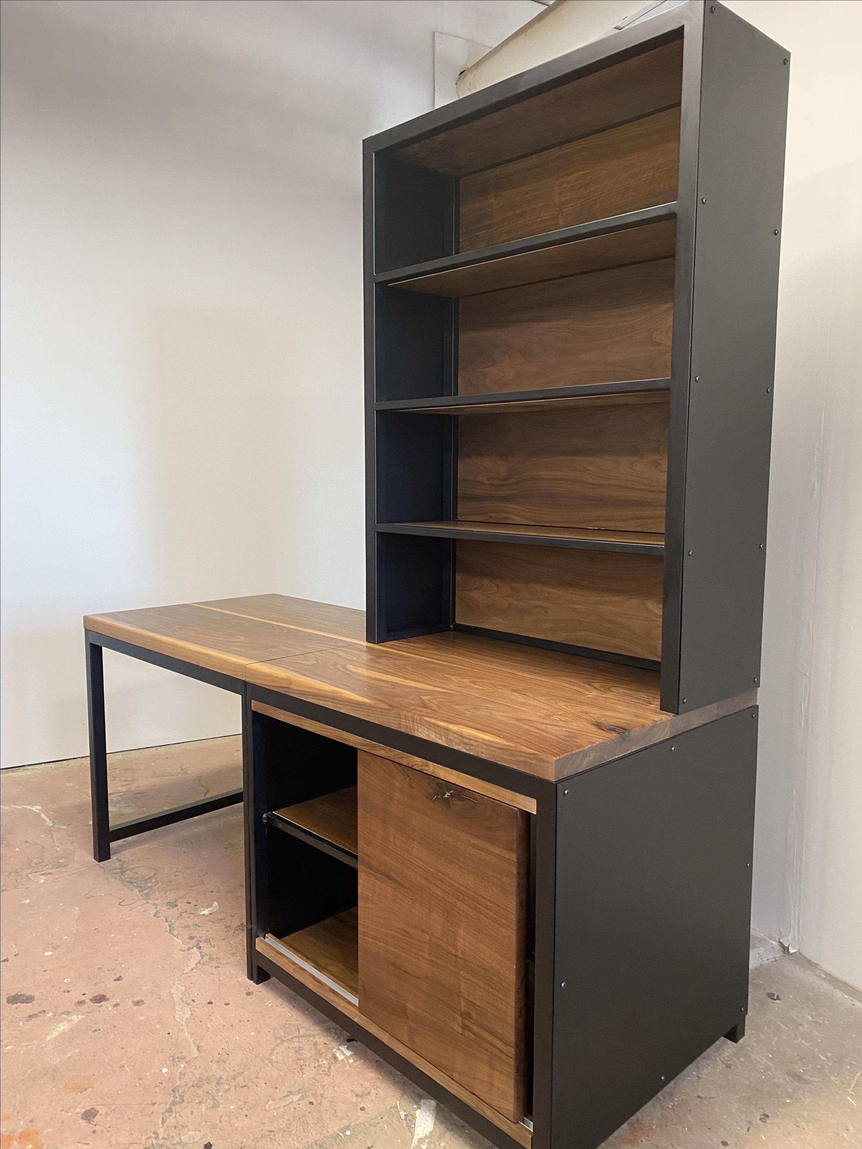 Custom Made Work Desk With Bookshelf by Two Bolts Studios