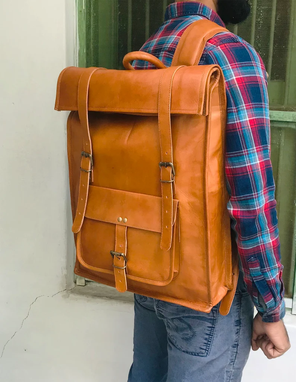 Custom Made Leather Backpack, Travel Backpack Rucksack, Brown Leather