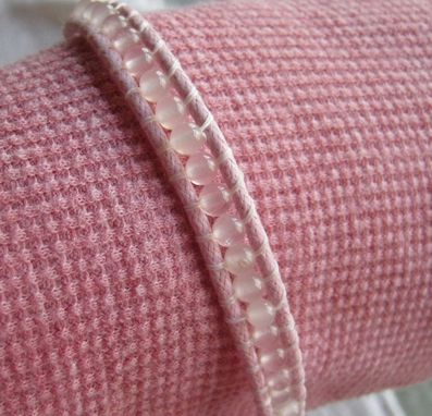 Custom Made Pink And White Agate Wrap Bracelet - Free Shipping