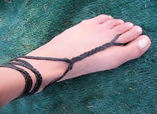 Custom Made Plain Black Deerskin Hand Braided Barefoot Sandals. Unisex. Dancer Jewelry. Rustic. Artisan.