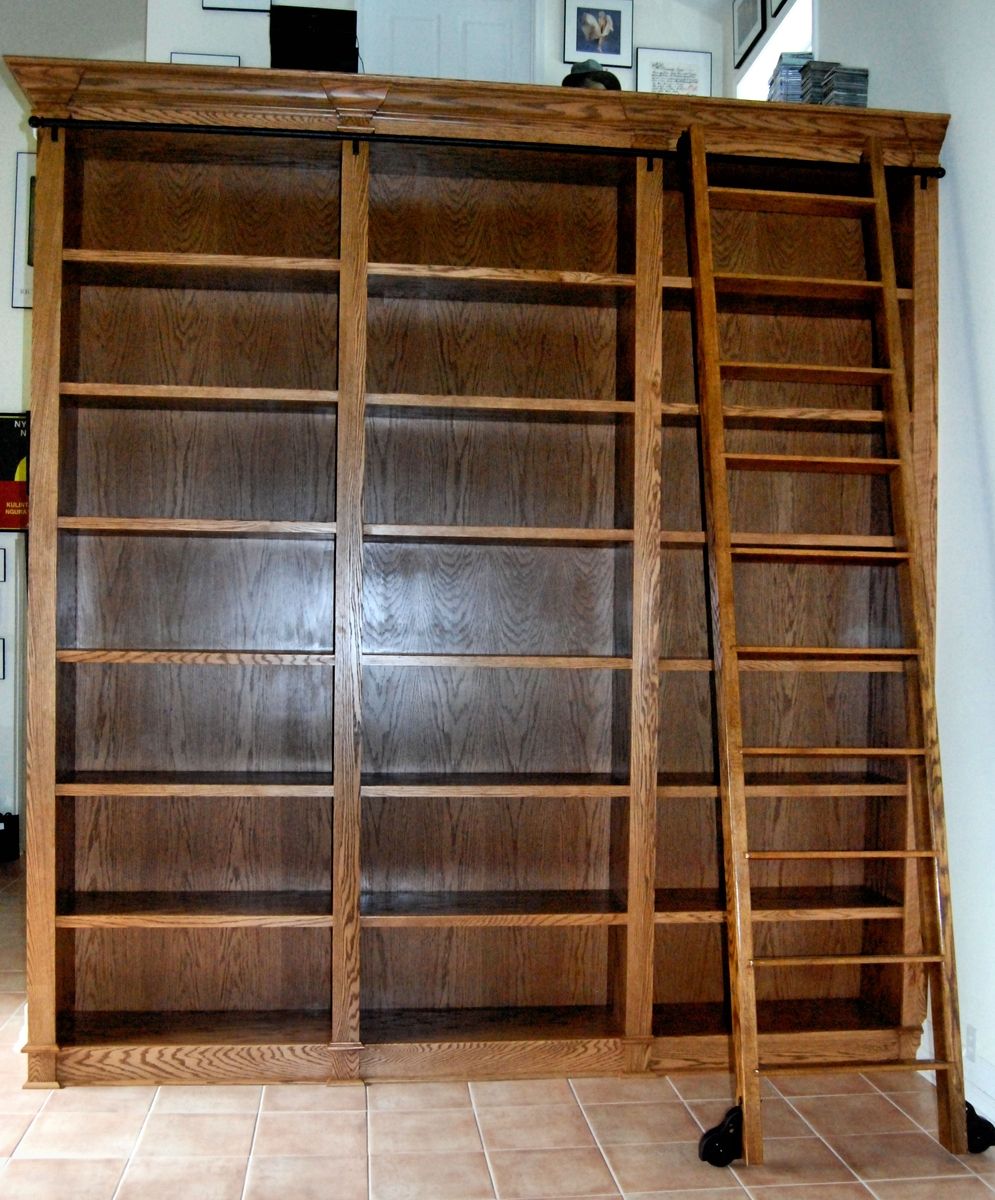 Custom Bookcase With Rolling Ladder By Dk Kustoms Inc Custommade Com