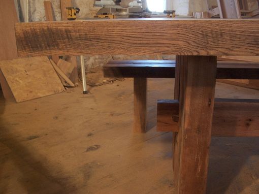 Custom Made Modern Trestle Table Handcrafted From Reclaimed Wood