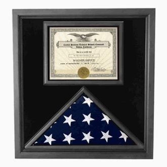 Custom Made Premium Usa-Made Solid Wood Flag And Document Case Black Finish