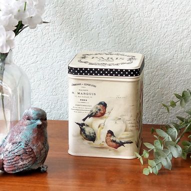 Custom Made Vintage Bird Decorative Tea Box Tin French Birds Storage Tin