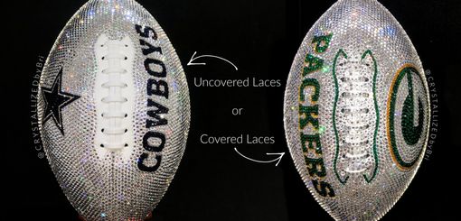 Custom Made Green Bay Packers Crystallized Football Full Game Size Nfl Bling Genuine European Crystals Bedazzled
