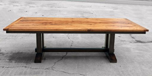 Custom Made Wormy Chestnut Trestle Dining Table