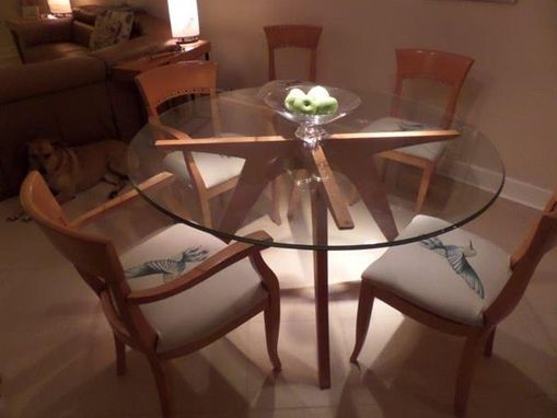 Custom Made Sculpted Table Base In Beech To Complement Ken's Chairs