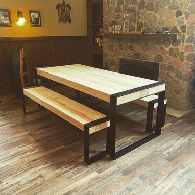 Custom Made Custom Modern Dining Table And Bench Set
