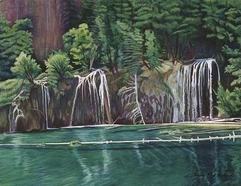 Custom Made Hanging Lake, Glenwood Springs (Colorado Landscape) Painting - Fine Art Print On Paper