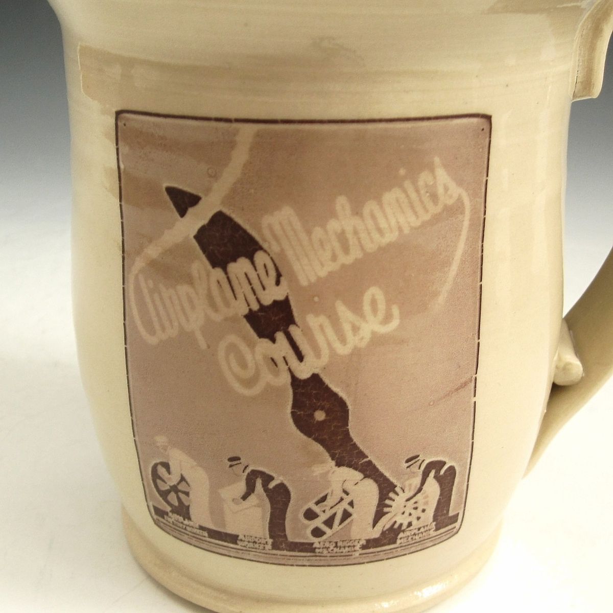 Custom Made Pottery Mug In Cream And Burgundy With Wpa Posters by ...