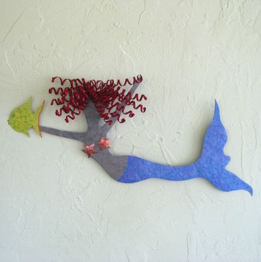 Custom Made Mermaid Wall Art - Marlena - Reclaimed Metal Wall Sculpture Art Beach House Coastal