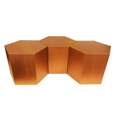 Custom Made Hexagon Wood Modern Geometric Table- Copper