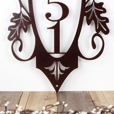 Custom Made Vertical Address Plaque, House Numbers Sign, Metal Sign Outdoors, Leaf Metal Wall Art