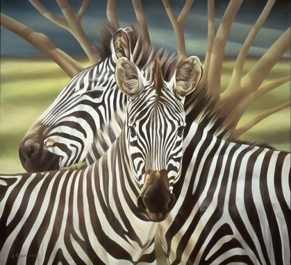 Custom Made Zebras Portrait - Original Acrylic Painting