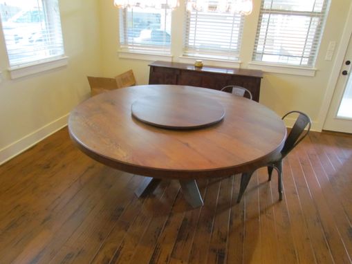 Custom Made White Oak 72" Round Dining Table With Lazy Susan