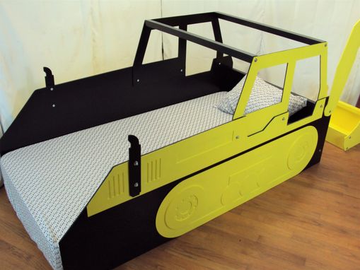Custom Made Excavator Twin Kids Bed Frame - Handcrafted - Construction Themed Children's Bedroom Furniture