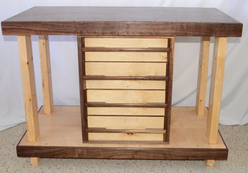 Custom Made Walnut And Maple Work Table With Drawers