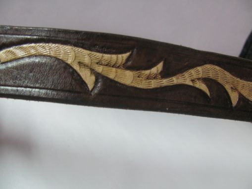 Custom Made Hand Carved Belt, Two Tone Brown