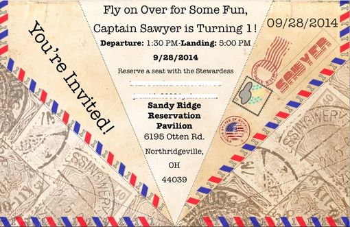Custom Made Paper Airplane Birthday Invitation